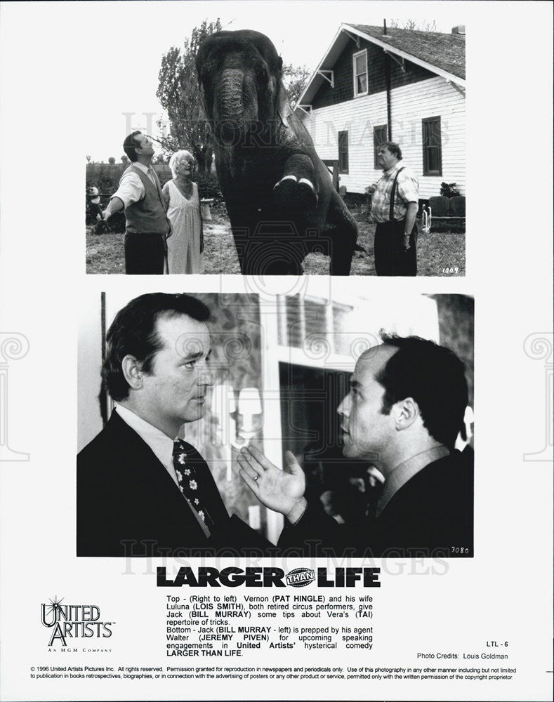 1996 Press Photo Actors Bill Murray And Jeremy Piven In Movie Larger Than Life - Historic Images