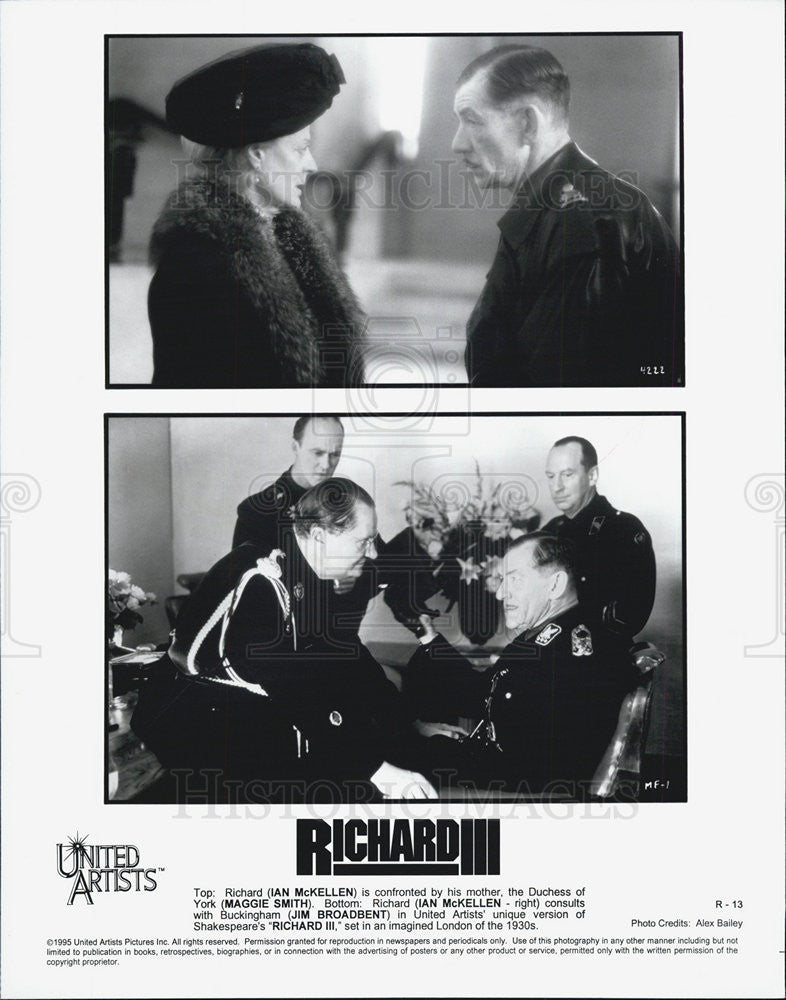 1995 Press Photo Ian McKellen,Maggie Smith,Jim Broadbent in &quot;Richard III&quot; - Historic Images