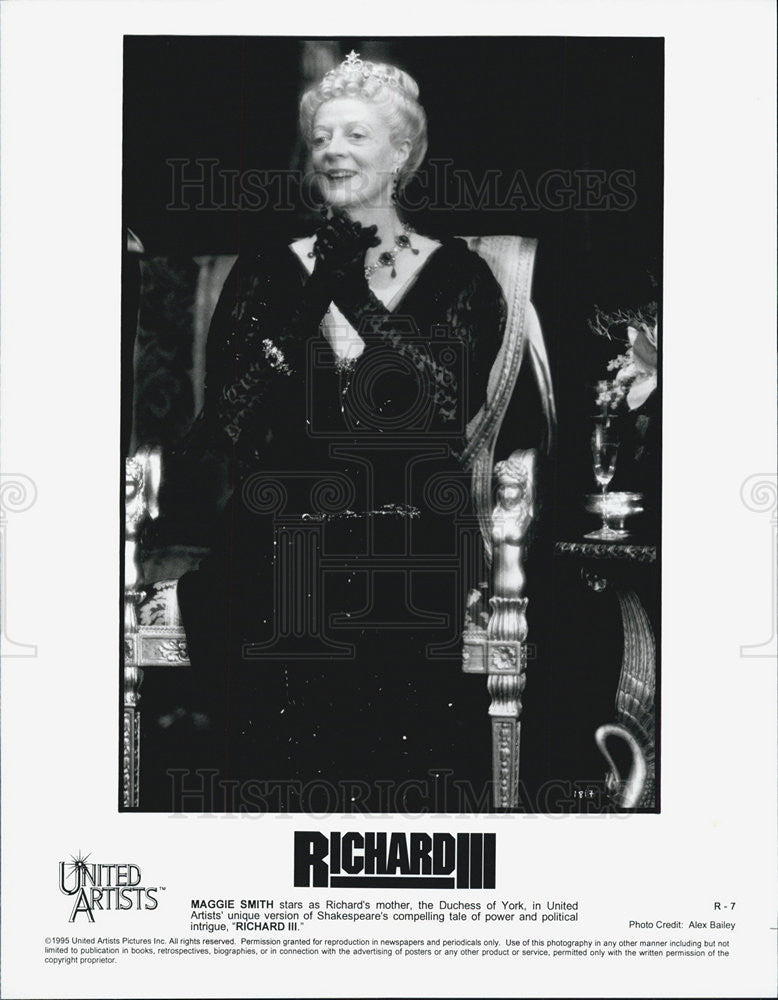 1995 Press Photo Actress Maggie Smith Stars As Duchess Of York In &quot;Richard III&quot; - Historic Images