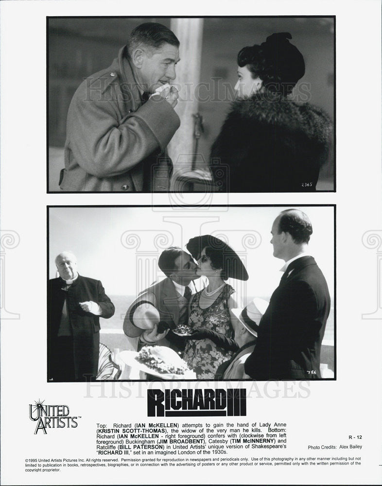 1995 Press Photo Actors Ian McKellen, Kristin Scott-Thomas, Jim Broadbent, - Historic Images