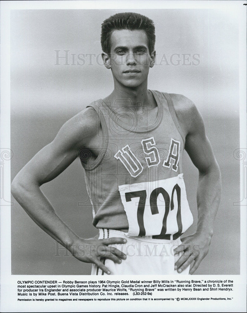 1983 Press Photo Actor Robby Benson As Olympic Medal Winner In &quot;Running Brave&quot; - Historic Images