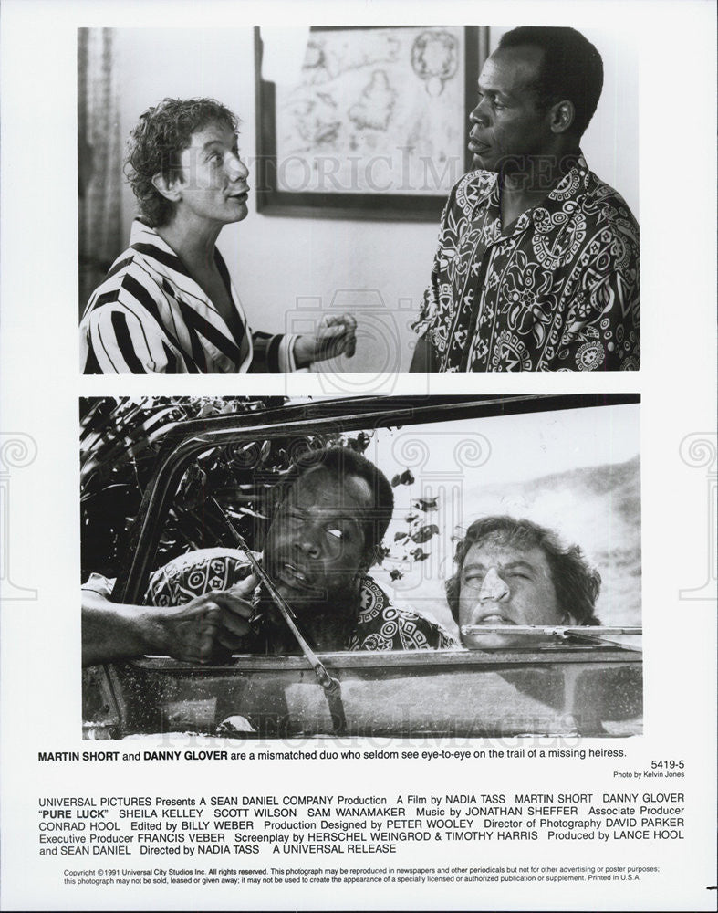 1991 Press Photo Actors Martin Short And Danny Glover Starring In &quot;Pure Luck&quot; - Historic Images