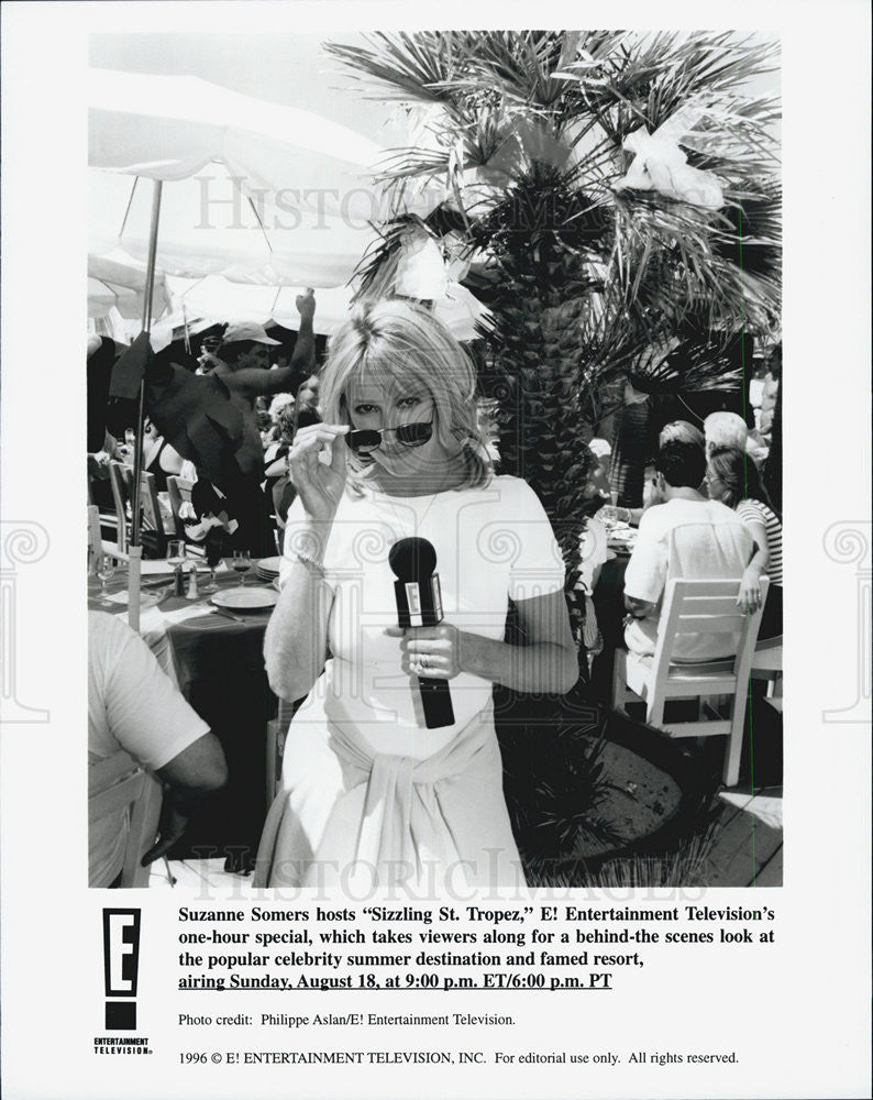 1996 Press Photo Suzanne Somers Hosts &quot;Sizzling St Tropez&quot; - Historic Images