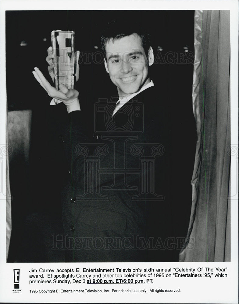 1995 Press Photo Jim Carrey Awarded &quot;Celebrity of the Year&quot; - Historic Images