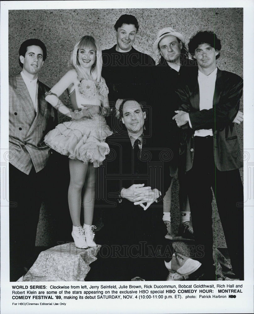 1989 Press Photo &quot;HBO Comedy Hour&quot; Jerry Seinfeld,Julie Brown - Historic Images