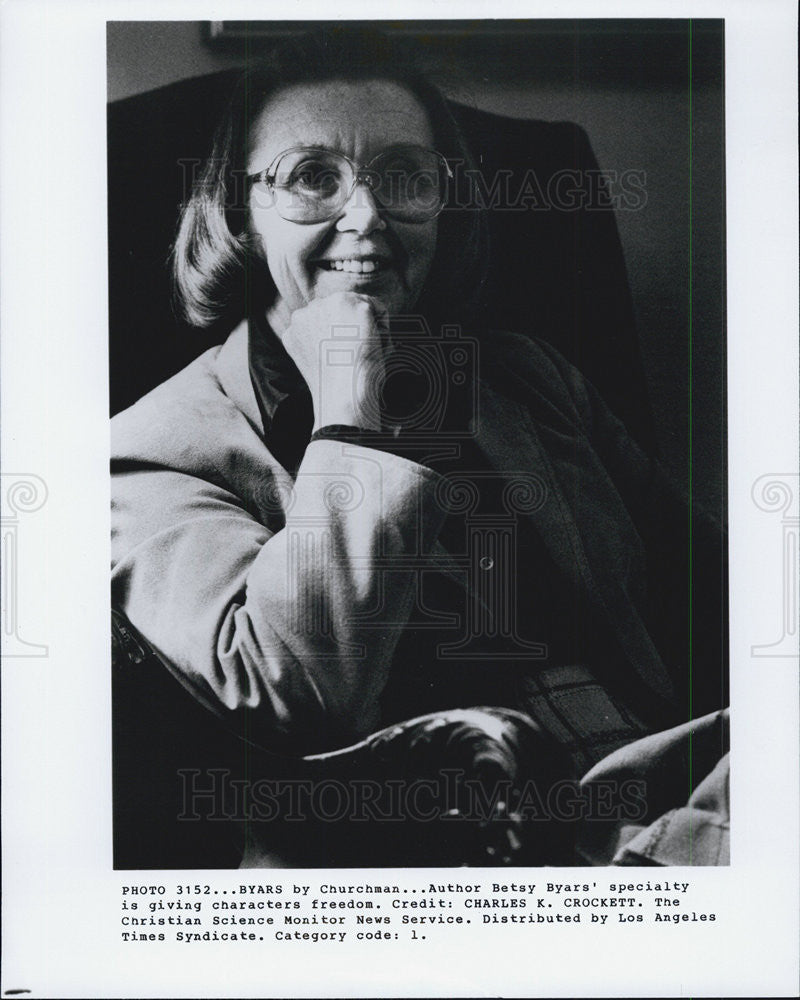 Press Photo Betsy Byars Author Featured In The Christian Science Monitor - Historic Images