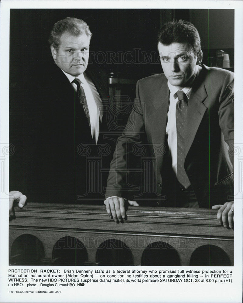 1989 Press Photo Brian Dennehey & Aidan Quinn in "Perfect Witness" - Historic Images