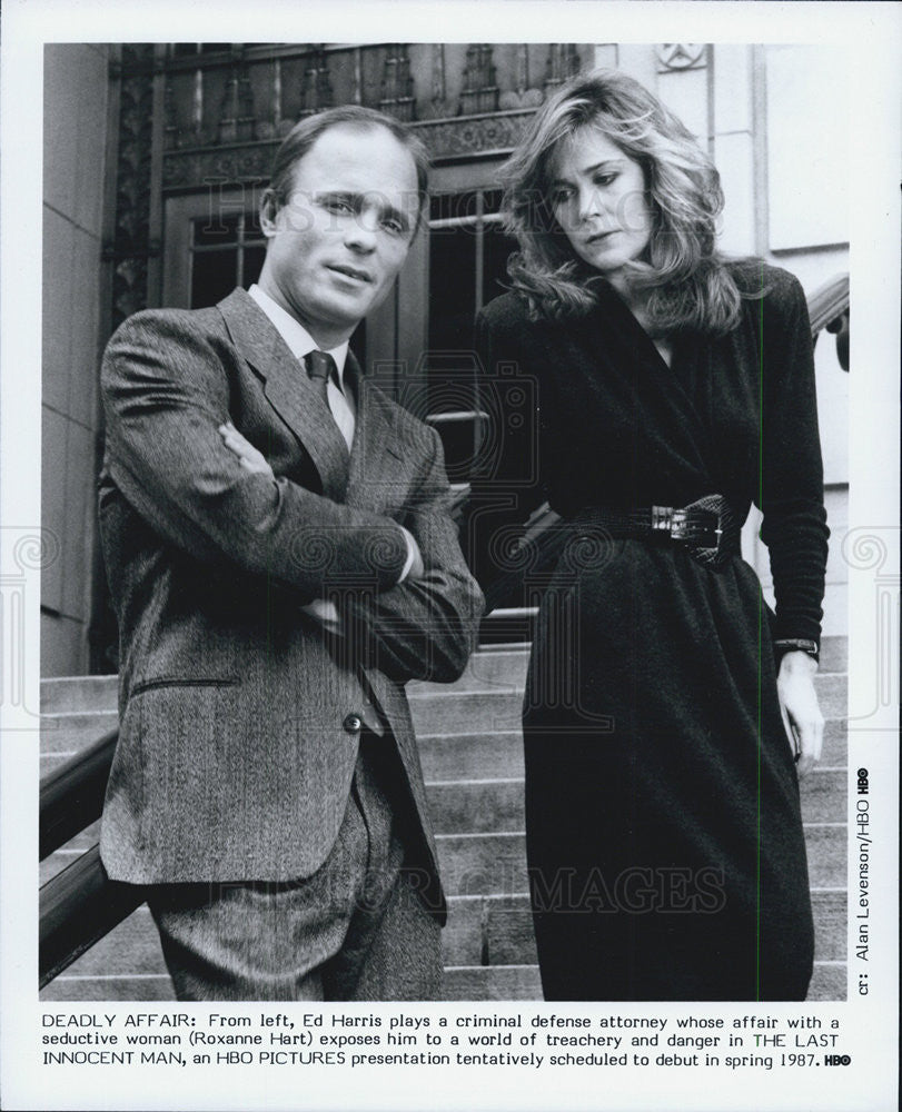 1987 Press Photo Ed Harris, Roxanne Hart in "The Last Innocent Man" - Historic Images