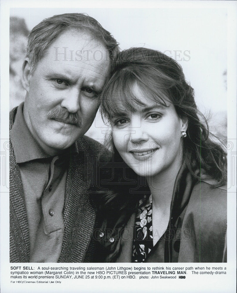 1989 Press Photo John Lithgow &amp; Margaret Colon in &quot;Traveling Man&quot; - Historic Images