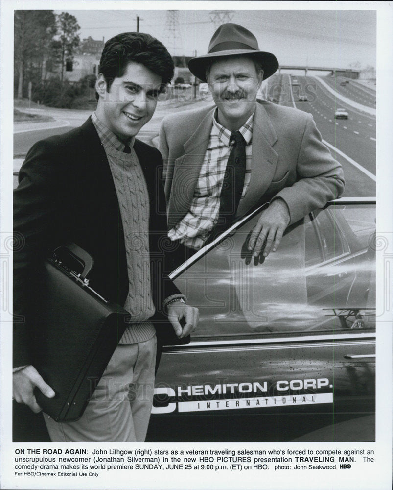 1989 Press Photo John Lithgow &amp; Jonathan Silverman &quot;Traveling Man&quot; - Historic Images