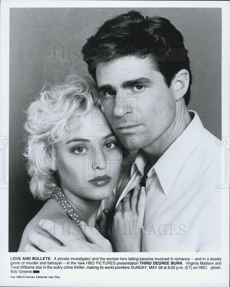 1989 Press Photo Virginia Madsen &amp; Treat Williams in &quot;Third Degree Burns&quot; - Historic Images