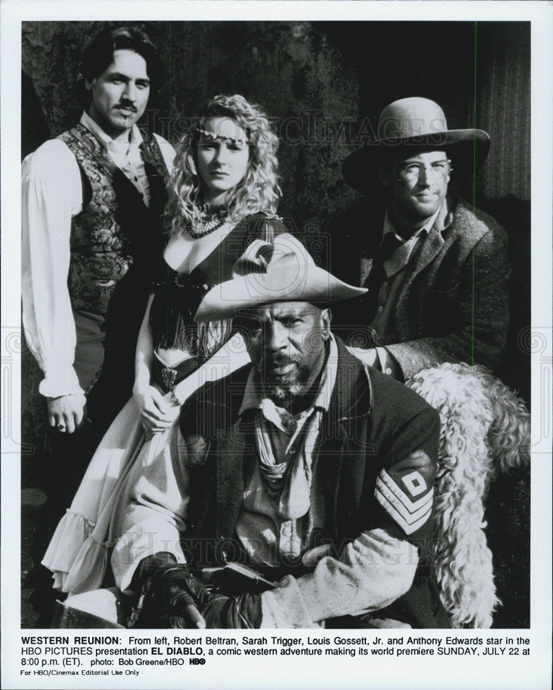 1990 Press Photo "El Diablo"Robert Beltran,Sarah Trigger,Louis Gosset Jr - Historic Images