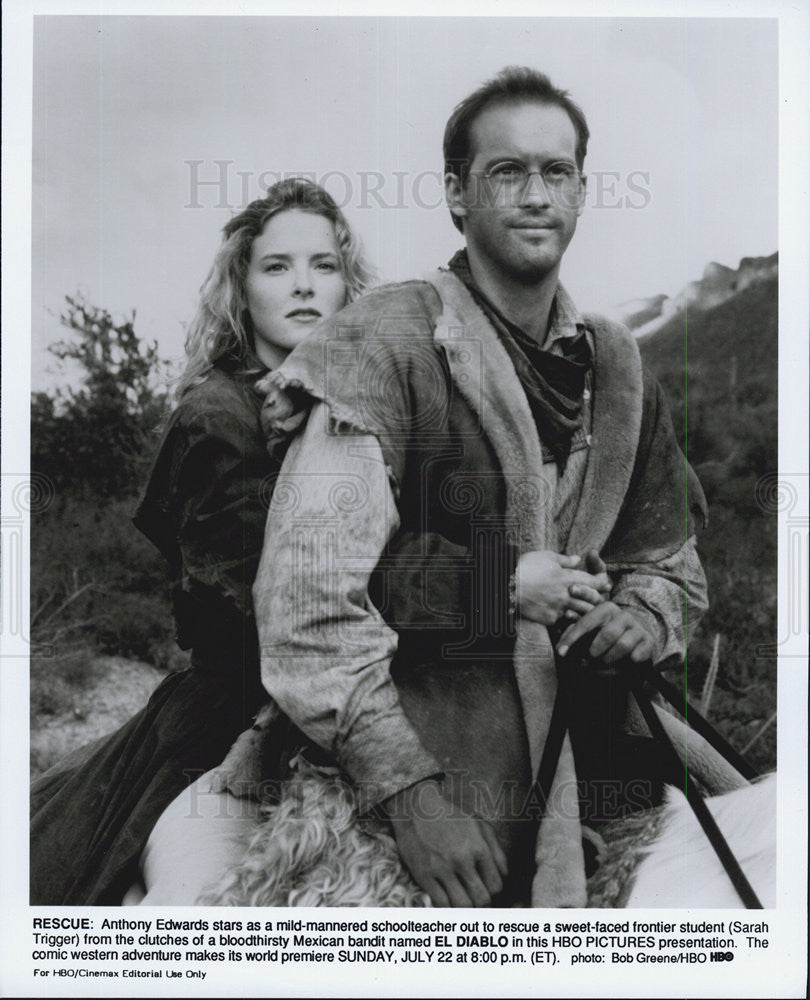 1990 Press Photo Anthony Edwards &amp; Sarah Trigger in &quot;El Diablo&quot; - Historic Images