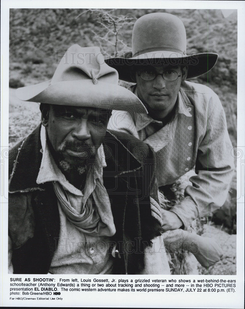 Press Photo Louis Gossett Jr. And Anthony Edwards In HBO Movie Sure As Shootin' - Historic Images