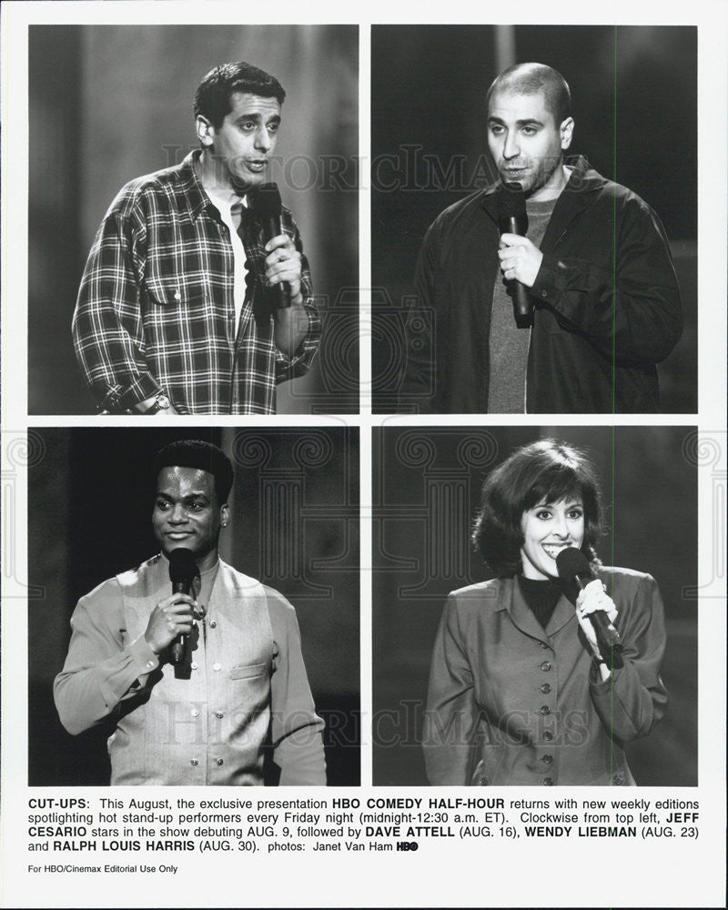 Press Photo Comedians Jeff Cesario Dave Attell Wendy Liebman Ralph Louis Harris - Historic Images