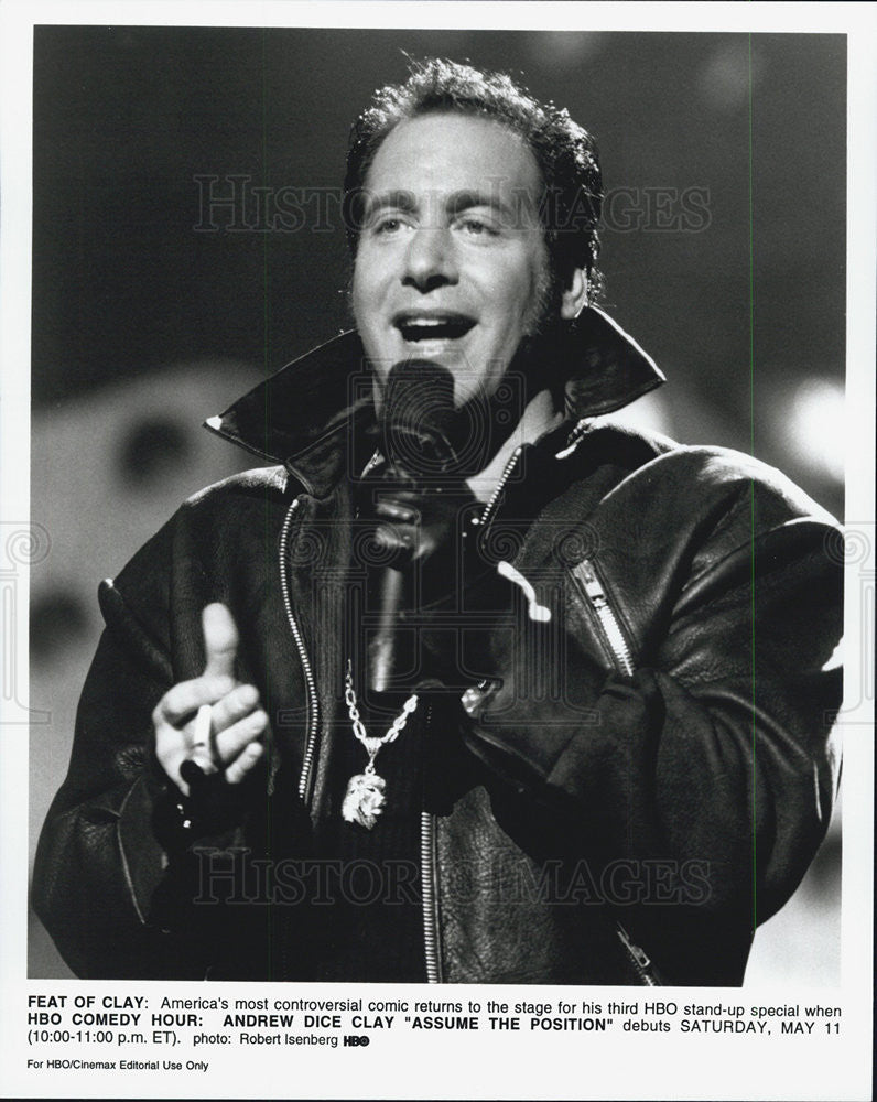 Press Photo Comedian Andrew Dice Clay On HBO Comedy Hour Assume The Position - Historic Images