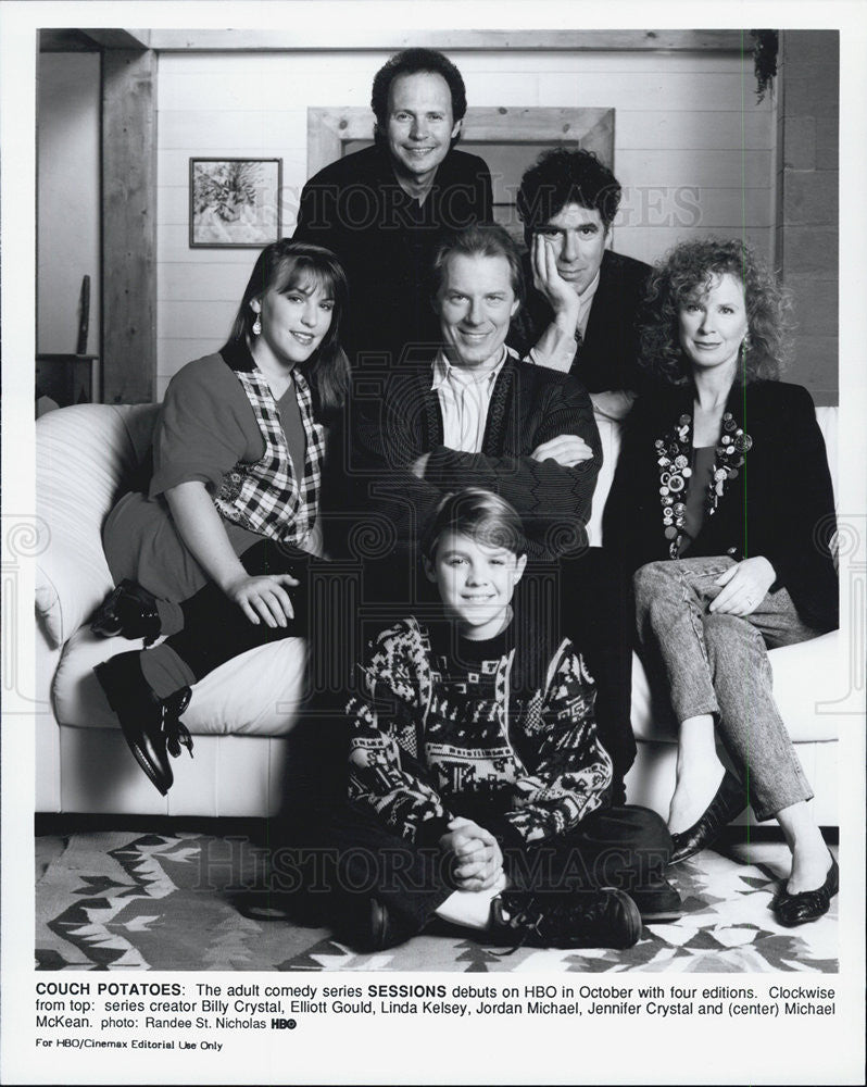 1983 Press Photo &quot;Sessions&quot; Billy Crystal,Elliot Gould,Linda Kelsey - Historic Images