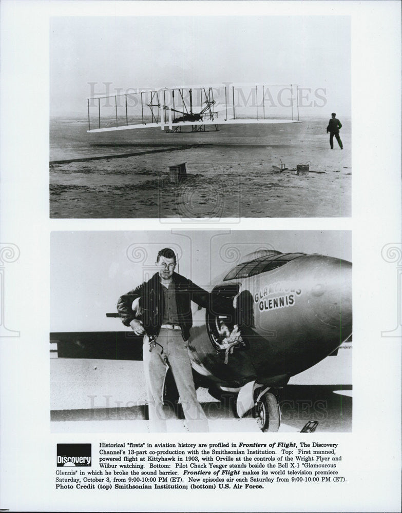 Press Photo Discovery Channel Frontiers Of Flights Features Pilot Chuck Yeager - Historic Images