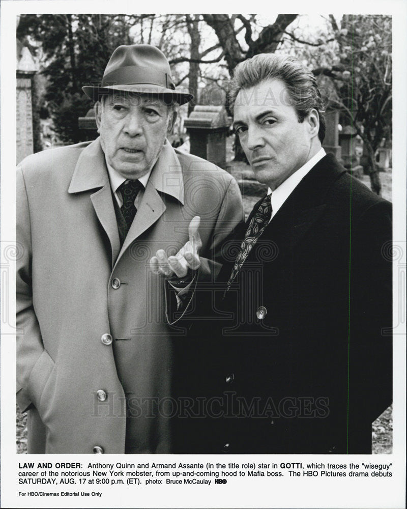 1963 Press Photo Anthony Quinn & Armand Assante in "Law and Order" - Historic Images