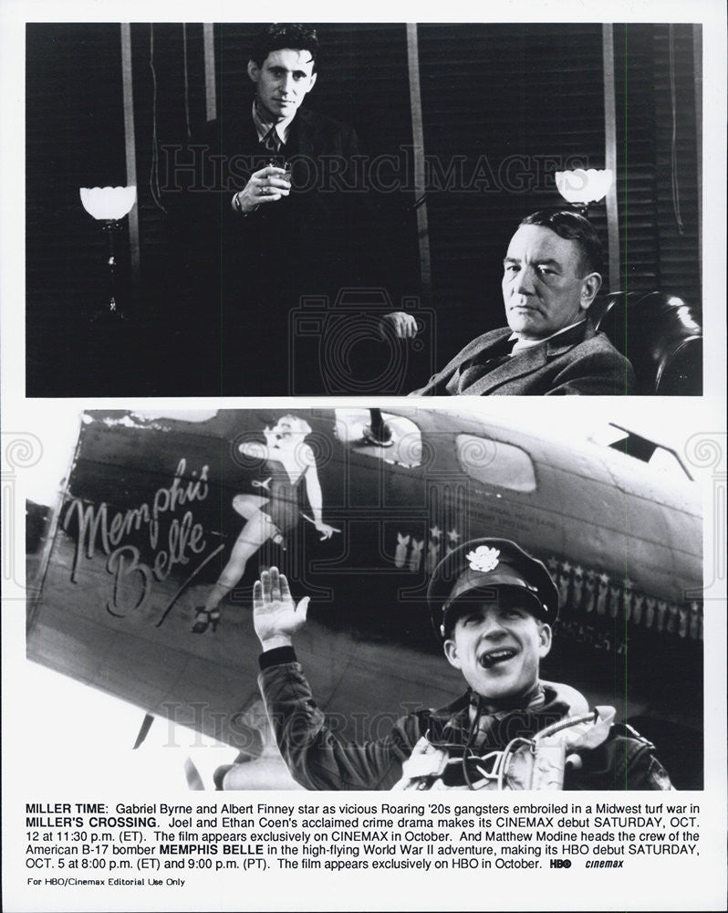 1990 Press Photo Miller&#39;s Crossing Gabriel Byrne Albert Finney Memphis Belle - Historic Images