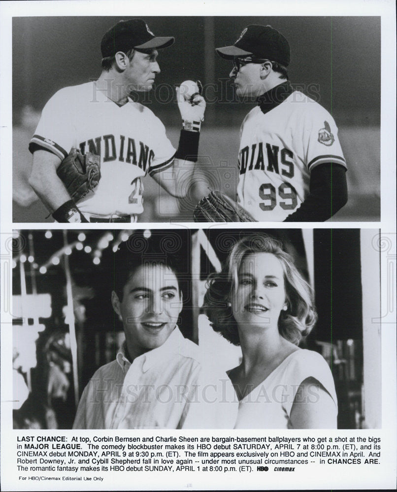1989 Press Photo Major League Corbin Bernsen Charlie Sheen Chances Are - Historic Images