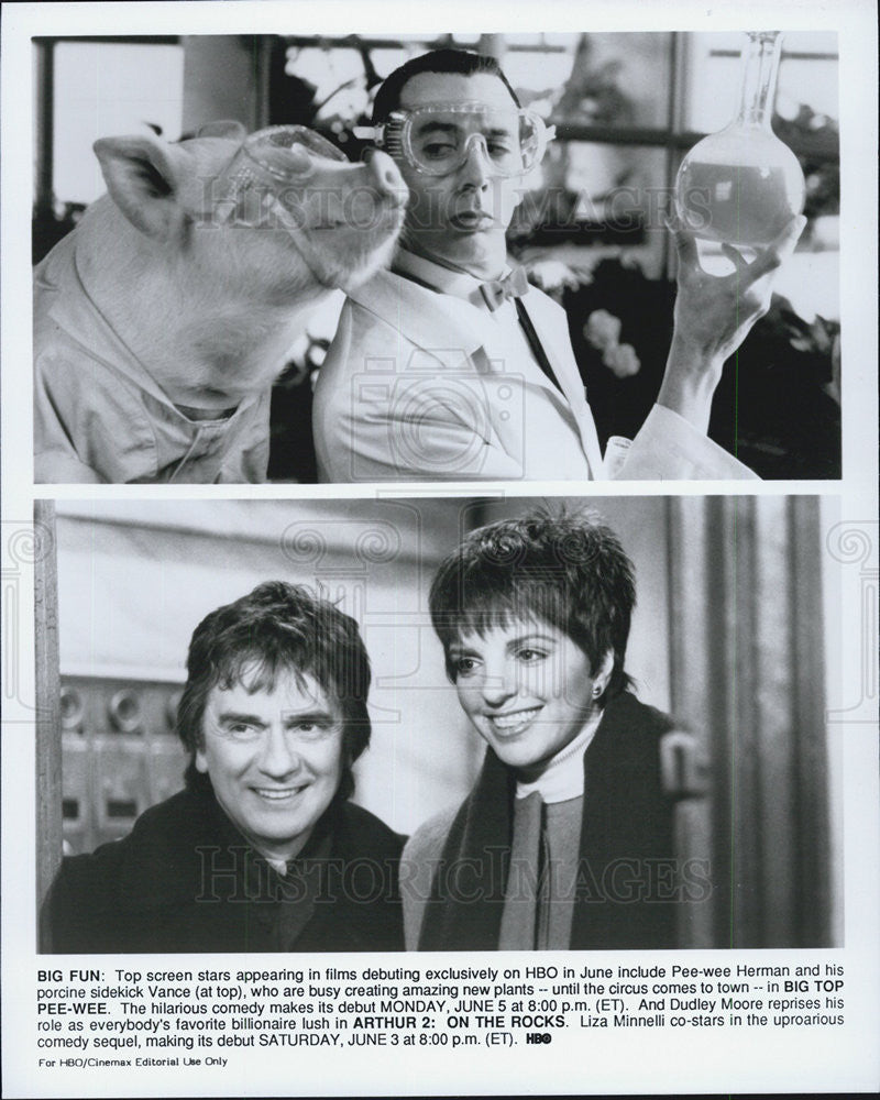 Press Photo Pee-wee Herman,Dudley Moore,&amp; Liza Minnelli - Historic Images