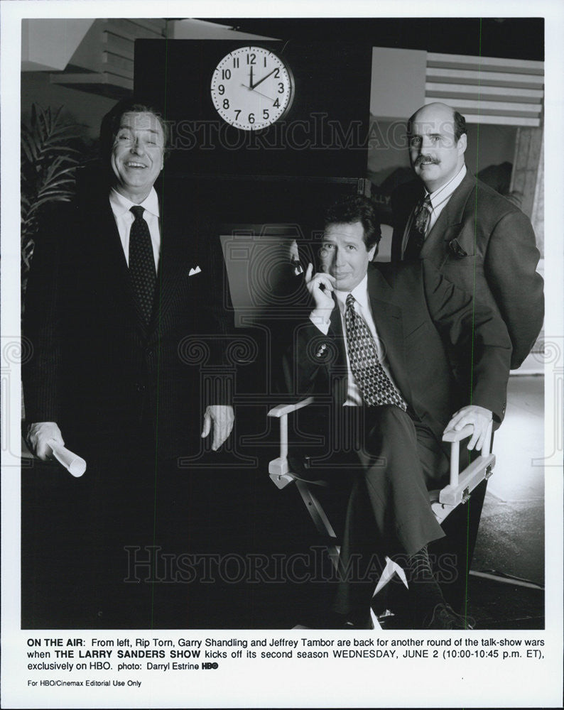 Press Photo Rip Torn, Garry Shandling, and Jeffrey Tambor The Larry Sanders Show - Historic Images