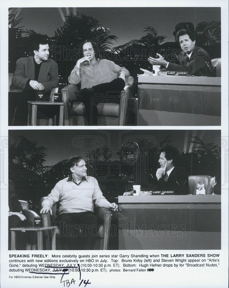 Press Photo HBO The Larry Sanders Show Bruno Kirby Steven Wright Hugh Hefner - Historic Images