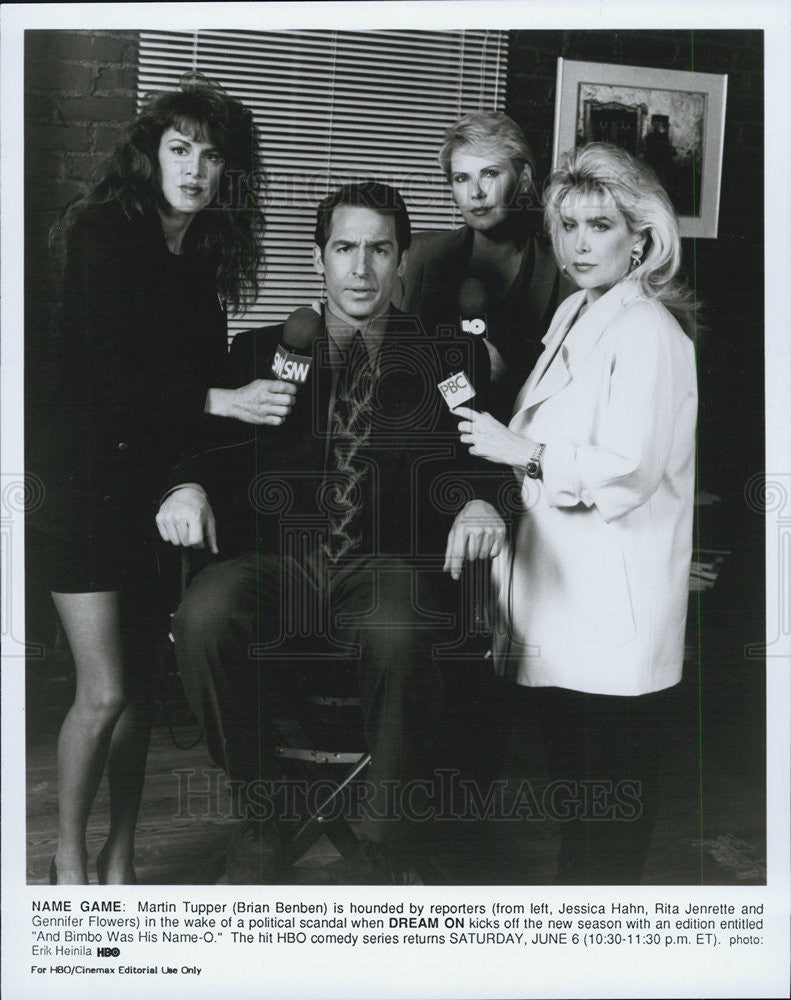 1990 Press Photo &quot;Dream On&quot; HBO TV Brian Benben Jessica Hahn Rita Jenrette - Historic Images