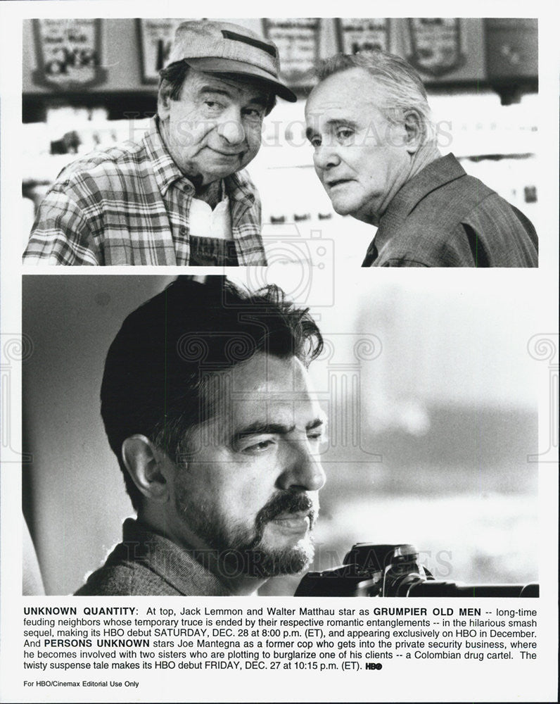 Press Photo Actors Jack Lemmon, Walter Matthau (top), and Joe Mantegna (bottom) - Historic Images