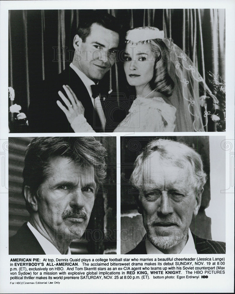 Press Photo Dennis Quaid, Jessica Lange in "Everybody's All-American - Historic Images