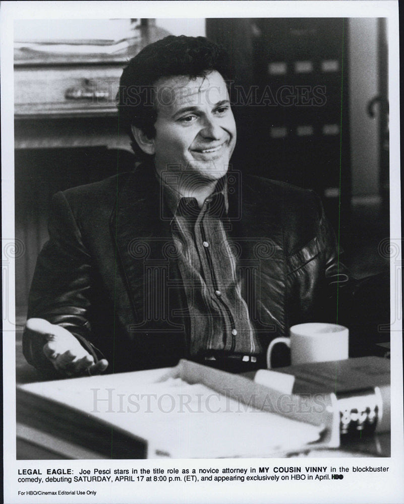 1992 Press Photo Actor Joe Pesci &quot;My Cousin Vinny&quot; HBO TV Movie Comedy Attorney - Historic Images