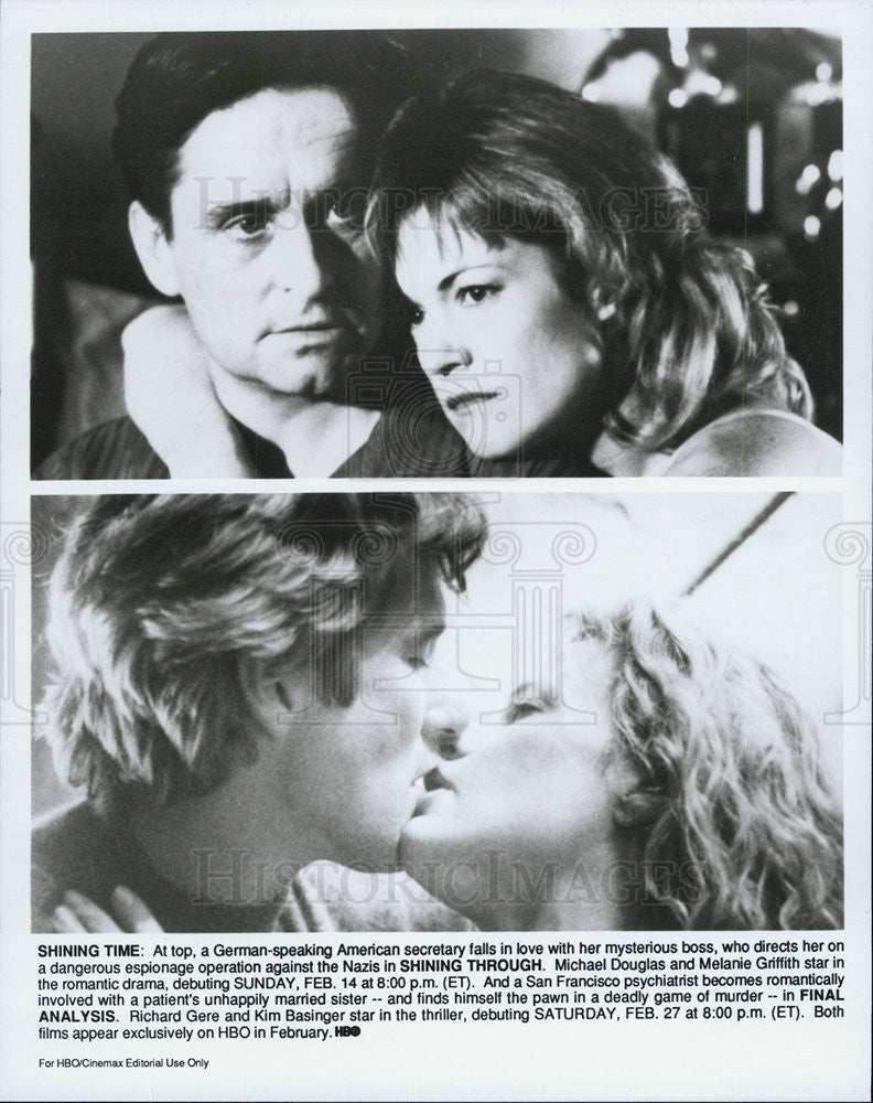 Press Photo Michael Douglas Melanie Griffith Richard Gere Kim Basinger HBO Movie - Historic Images