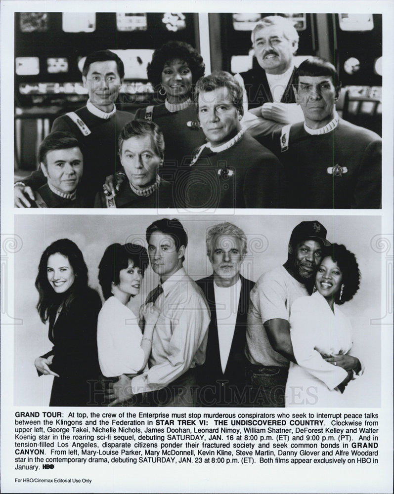 Press Photo &quot;Star Trek VI: Undiscovered Country&quot; &quot;Grand Canyon&quot; HBO Movie Casts - Historic Images