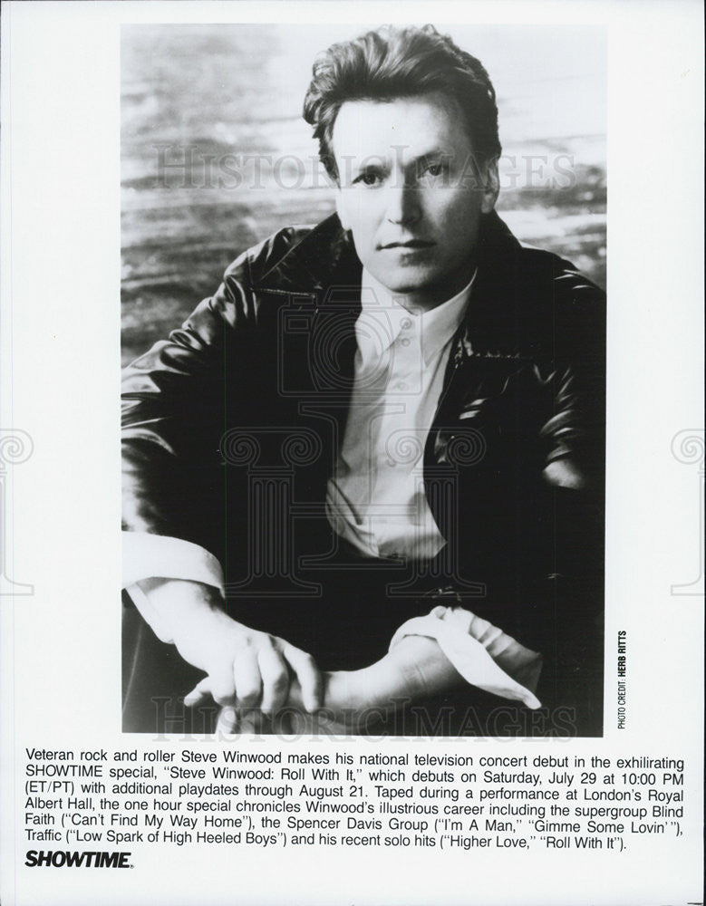 Press Photo Steve Winwood Rock Musician Singer Showtime Special "Roll with It" - Historic Images