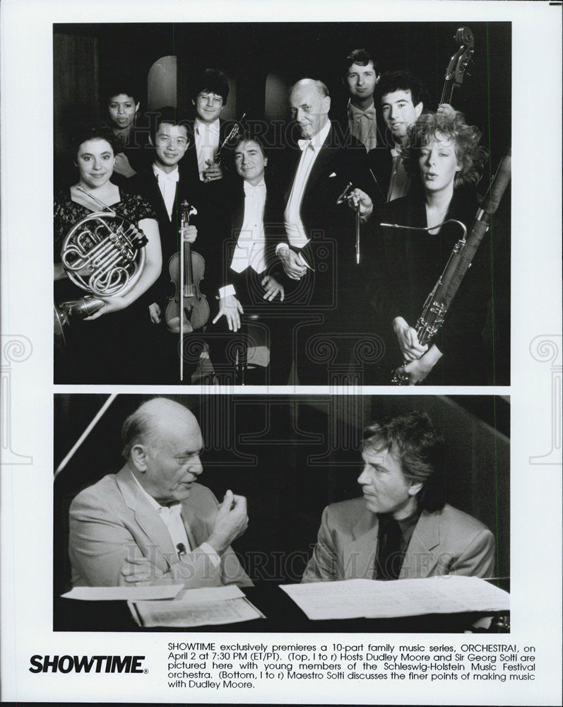 Press Photo Showtime Hosts Dudly Moore Sir Georg Solti Schleswig Holstein - Historic Images