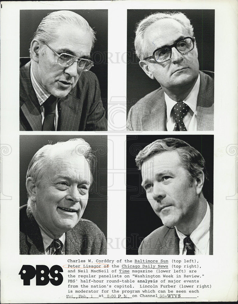 1969Press Photo Lincoln Furbur Moderator, Charles W. Corddry, Peter Lisagor Neil - Historic Images
