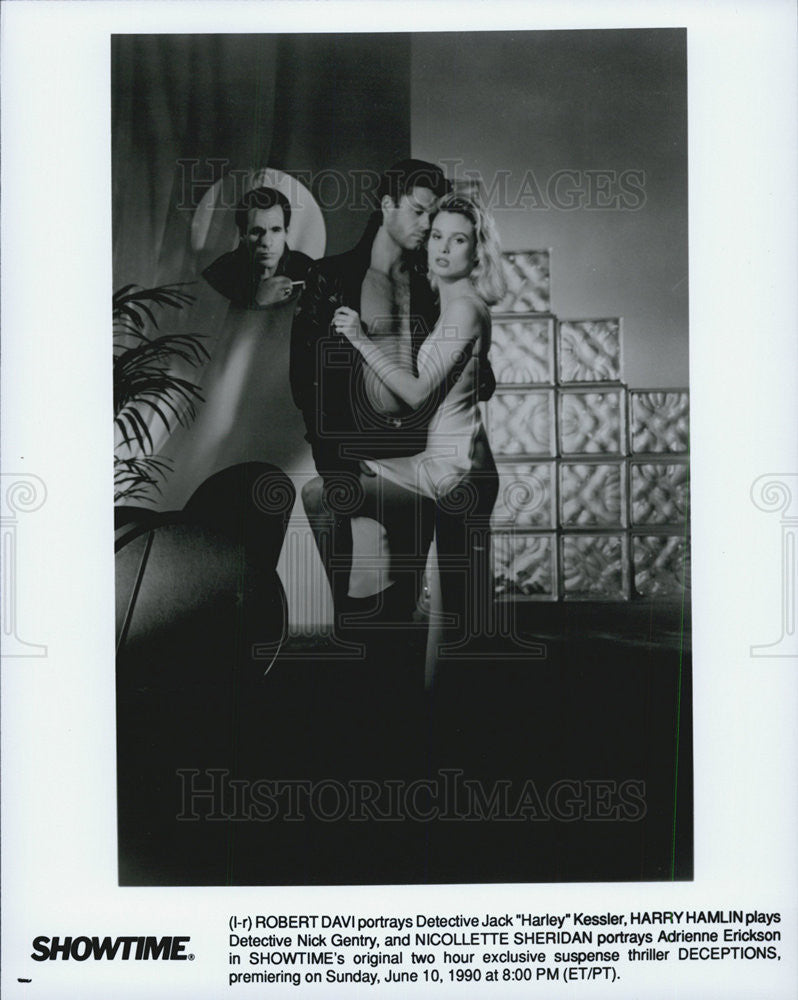 Press Photo Robert Davi Harry Hamlin Nicollette Sheridan DECEPTIONS - Historic Images