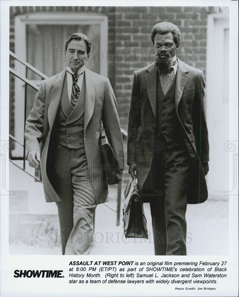 Press Photo Samuel L. Jackson, Sam Waterson in &quot;Assault At West Point&quot; - Historic Images