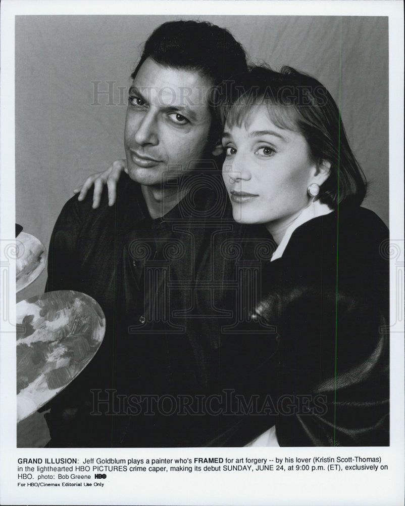 1992 Press Photo Jeff Goldblum &amp; Kristin Scott-Thomas in &quot;Framed&quot; - Historic Images