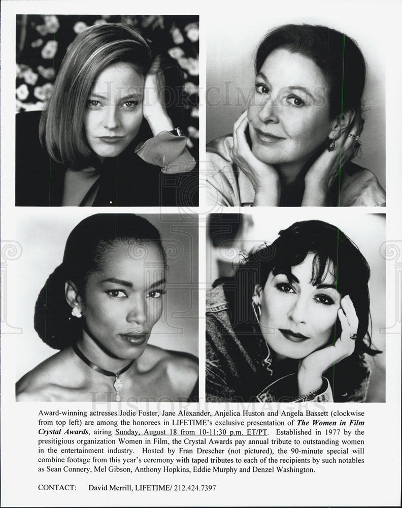 1987 Press Photo Jodie Foster,Jane Alexander,Angela Bassett,Anjelica Huston - Historic Images