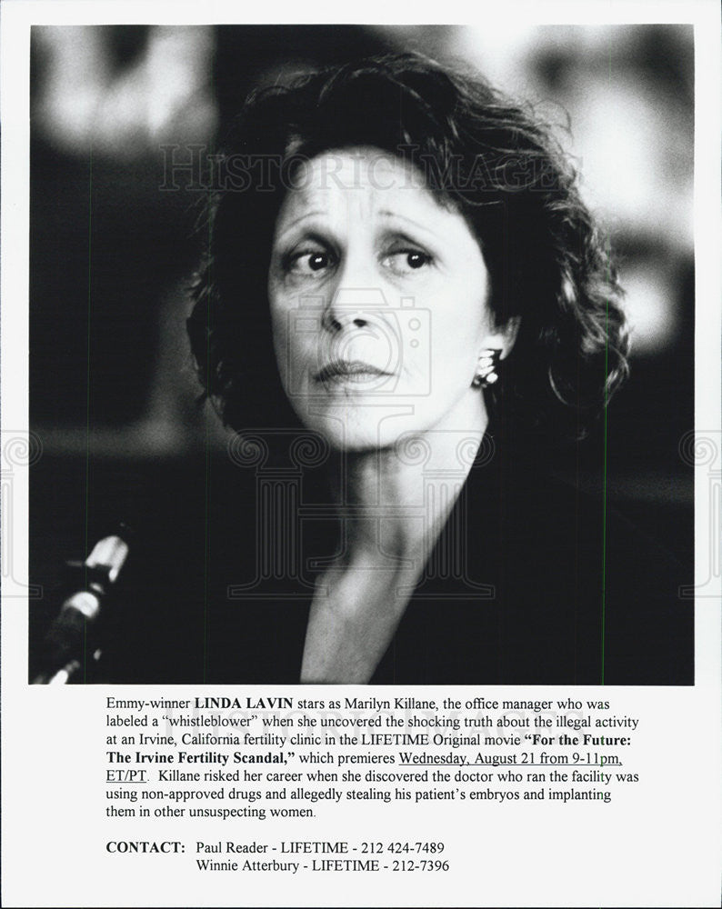 1996  Press Photo Actress Linda Lavin Starring In &quot;The Irvine Fertility Scandal&quot; - Historic Images
