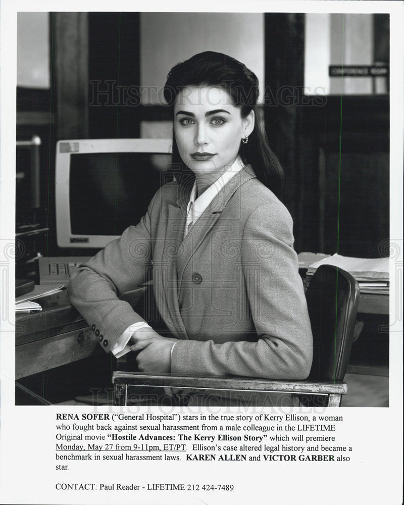 1996 Press Photo Rena Sofer in &quot;Hostile Advances:The Kerry Ellison story&quot; - Historic Images