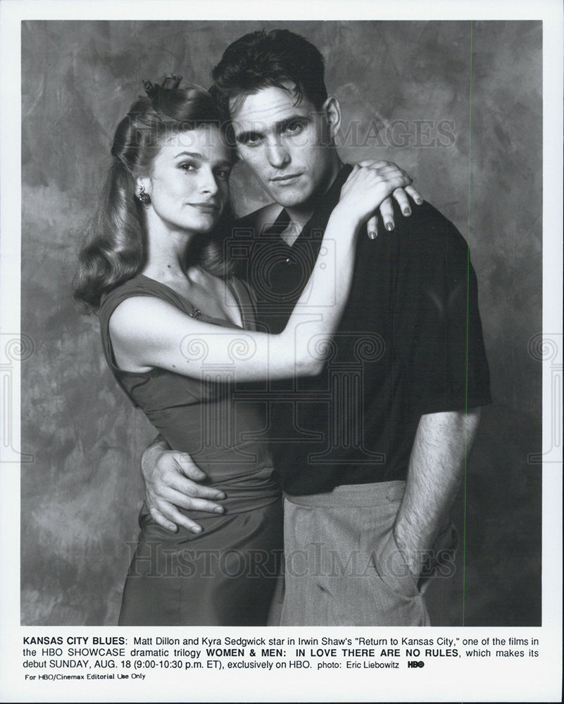 1990 Press Photo Matt Dillon & Kyra Sedgewick in "Women & Men" - Historic Images