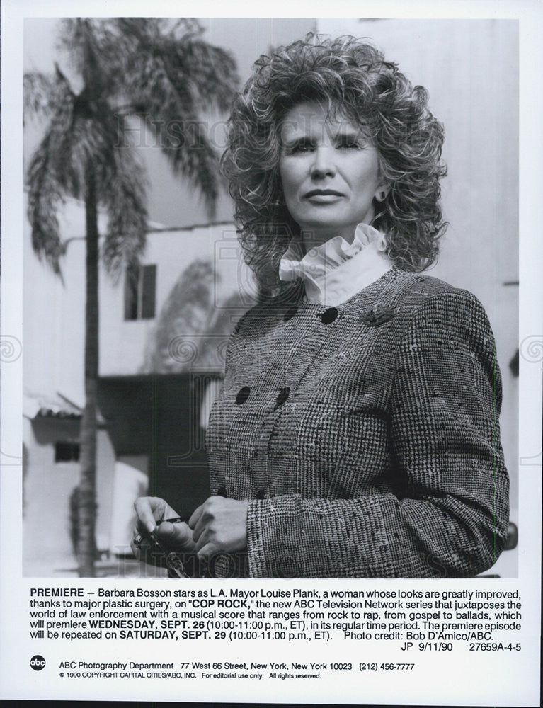 1990 Press Photo Barbara Bosson in &quot;Cop Rock&quot; - Historic Images