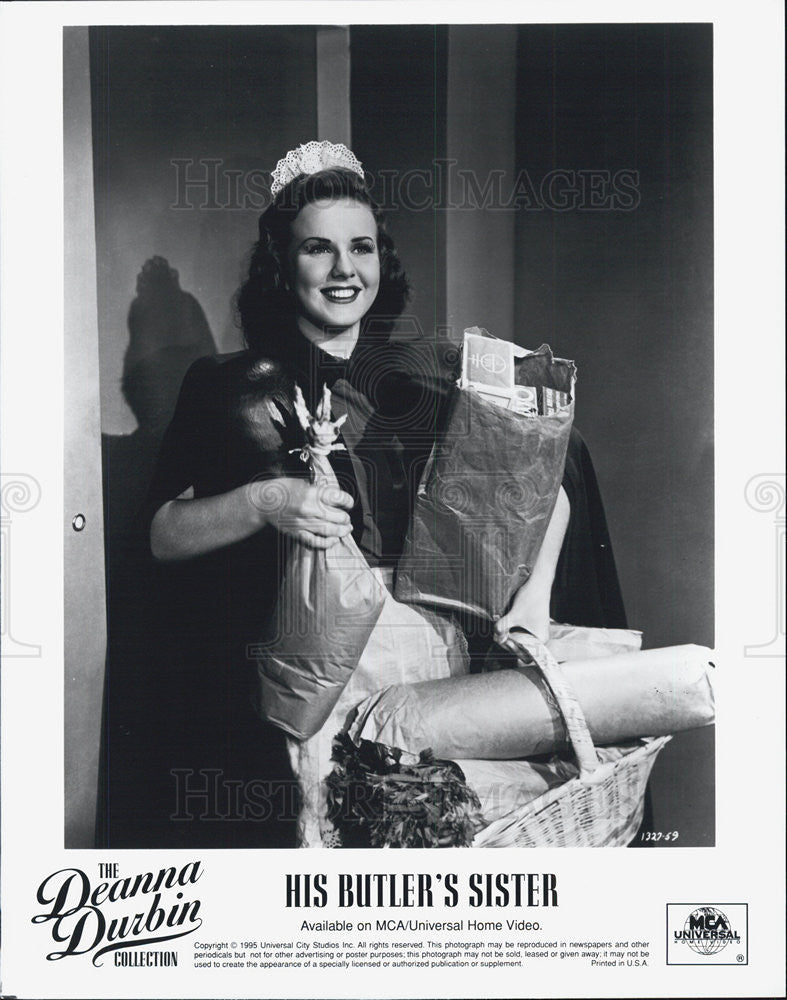 1995 Press Photo Actress Deanna Durbin Stars In 1943 Film &quot;His Butler&#39;s Sister&quot; - Historic Images