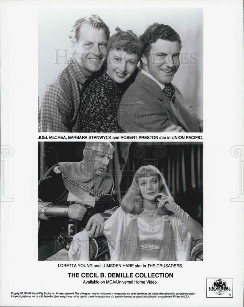 1995 Copy Photo Joel McCrea, Barbara Stanwyck, Robert Preston,Union Pacific 1939 - Historic Images