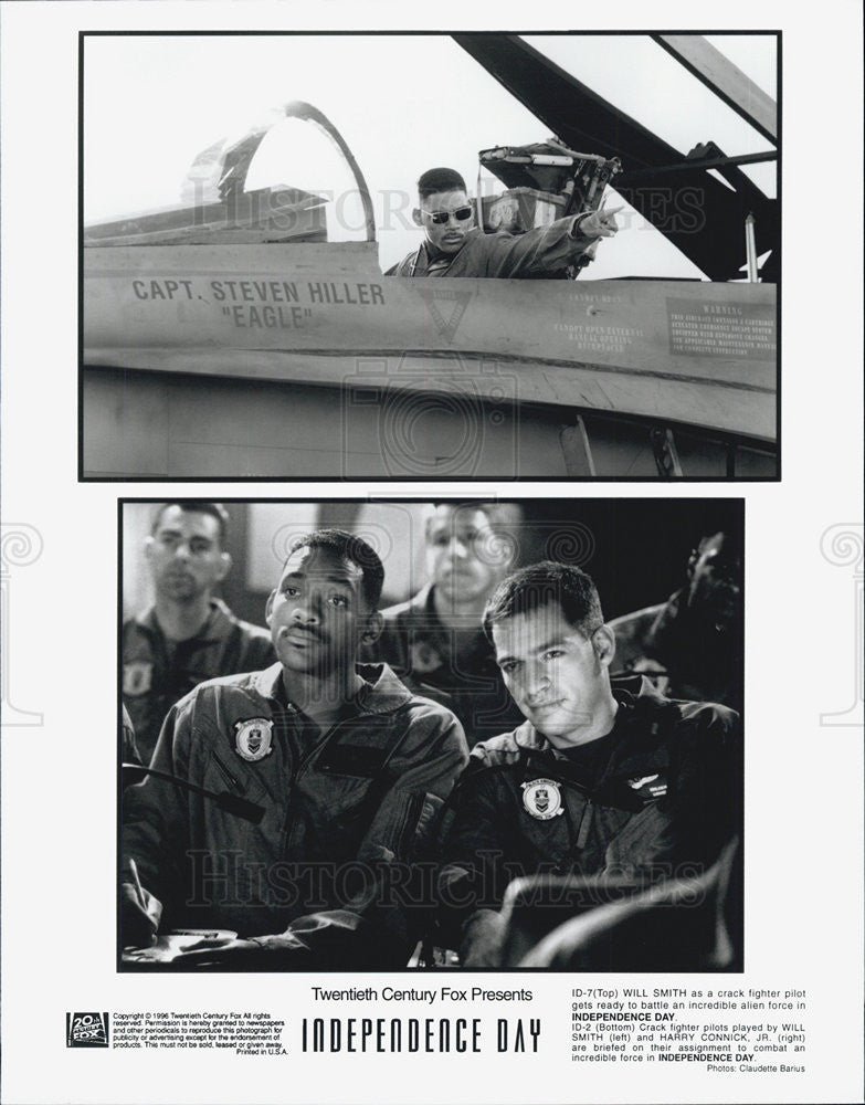 1996 Press Photo Actors Will Smith And Harry Connick Jr. In "Independence Day" - Historic Images