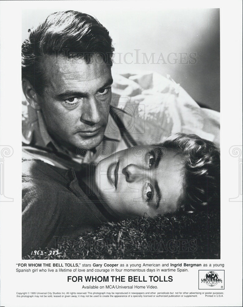 1995 Press Photo For Whom the Bell Tolls Gary Cooper Ingrid Bergman - Historic Images