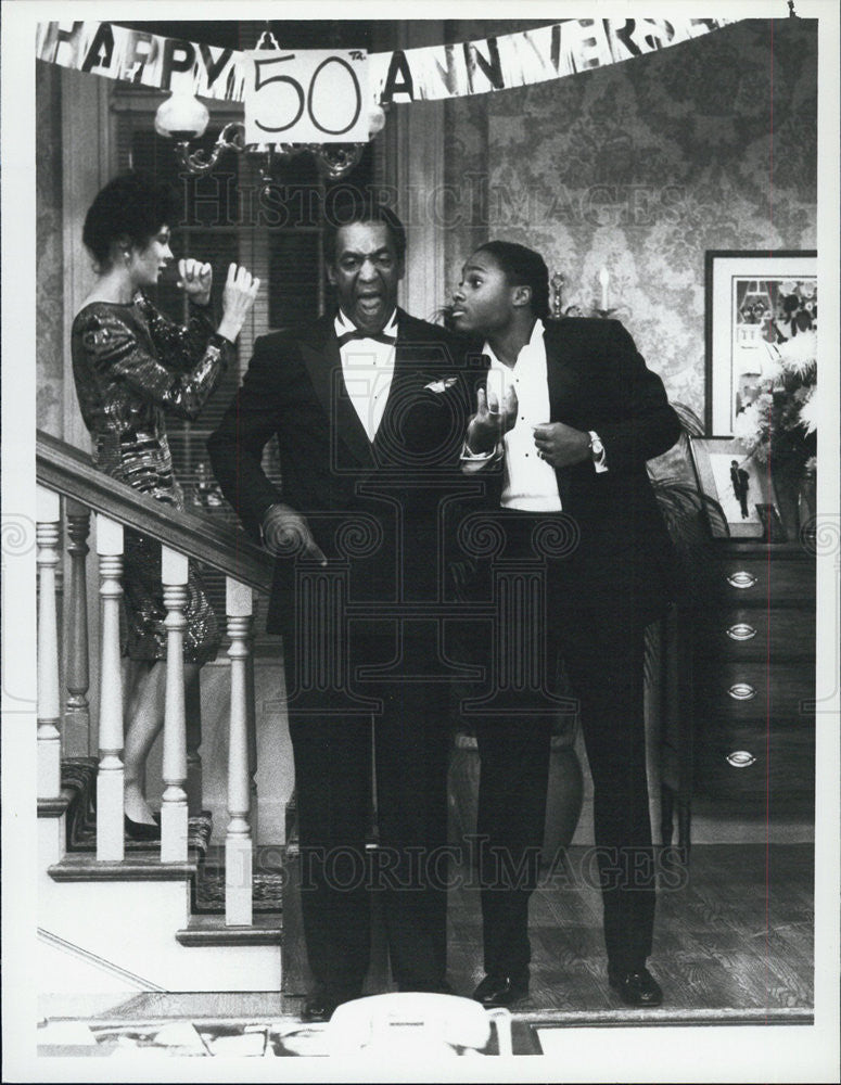 1987 Press Photo Bill Cosby Malcolm Jamal Warner The Cosby Show NBC - Historic Images